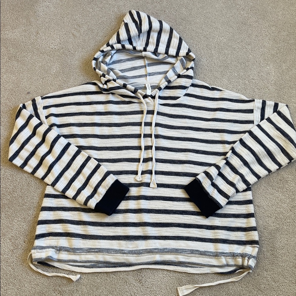 Mia & Tess Navy and Ivory Striped Hoodie